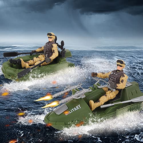 deAO Submarine Toy Army Men Action Figures with Military Vehicles  Helicopter Boat Aircraft Playset for Boys Age 39 - Image 5