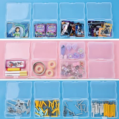 ALINK Photo Storage Box with Handle, 4" x 6" Photo Case Craft Keeper Organizer Container with 16 Inner Case and Label for Pictures, Arts, Crafts, Sewing, Stickers, Office Supplies - Clear - Image 5