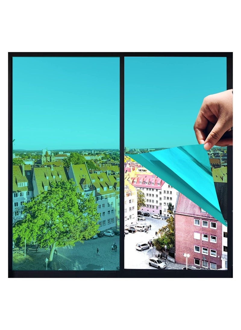 كيلا فيلم نافذة للتحكم في الحرارة، تظليل النوافذ، حجب الشمس، التعتيم والحماية من الأشعة فوق البنفسجية، مرآة الخصوصية في اتجاه واحد، فيلم عاكس، مادة PET الممتازة المقاومة للانفجار، أخضر مذنب 60 * 200 سم - Image 1