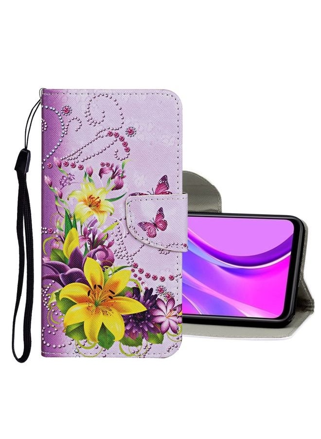 HuHa Case Cover For Xiaomi Redmi 9C Colored Drawing Pattern Horizontal Flip Leather Case with Holder & Card Slots & Wallet Lily 