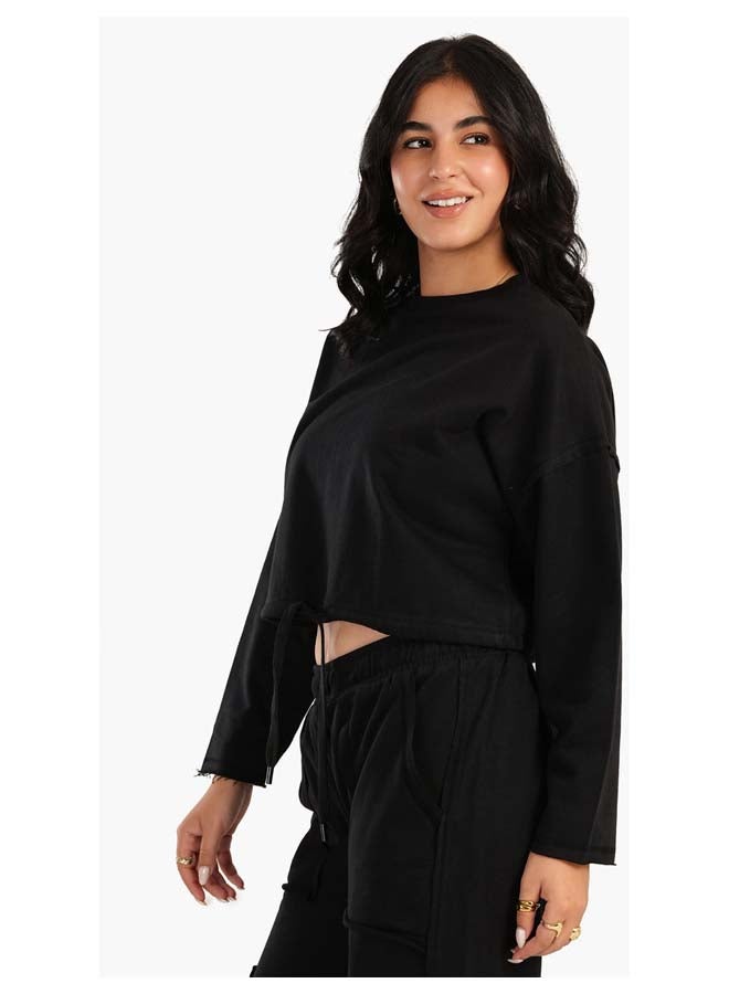 Carina Cropped Plain Lounge Sweatshirt - Image 2