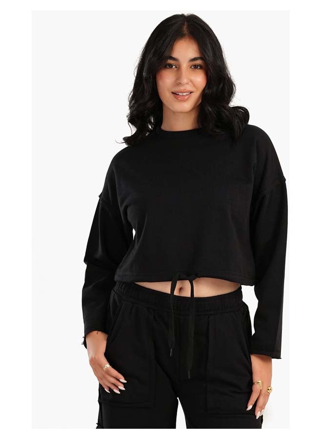 Carina Cropped Plain Lounge Sweatshirt - Image 1