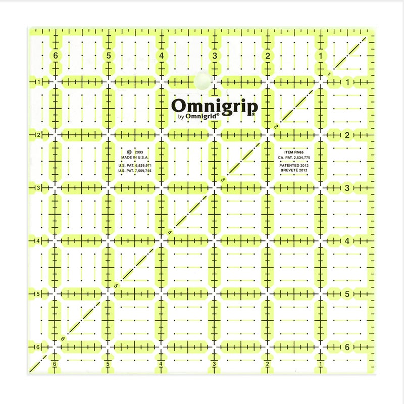 Omnigrid Omnigrid Omnigrip 6-1/2" x 6-1/2" Non-Slip Square Quilting Ruler  - Image 1