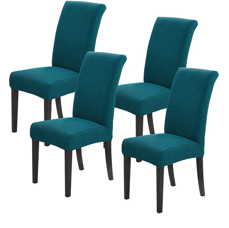 Styleys Dining Chair Cover Slipcovers Jacquard Chair Seat Protector Removable Washable Spandex Kitchen Chair Covers for Dining Room Set of 4 Green JLMC06 - Image 1