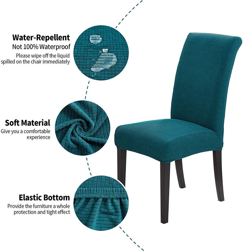 Styleys Dining Chair Cover Slipcovers Jacquard Chair Seat Protector Removable Washable Spandex Kitchen Chair Covers for Dining Room Set of 4 Green JLMC06 - Image 3