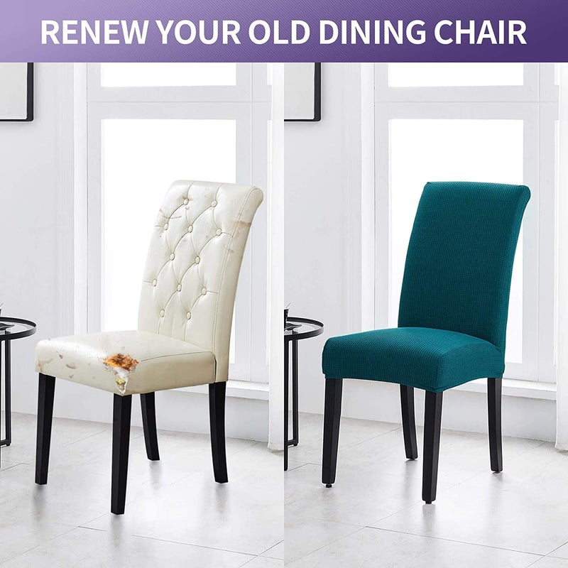 Styleys Dining Chair Cover Slipcovers Jacquard Chair Seat Protector Removable Washable Spandex Kitchen Chair Covers for Dining Room Set of 4 Green JLMC06 - Image 5