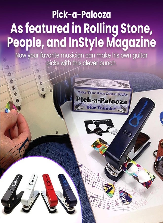 Pick-a-Palooza DIY Guitar Picks Punch Mega Pack - Custom Pick Maker for Musicians - Features Leather Key Chain Holder, Pick Strips with Artwork & File - Unique Gifts for Men & Women - Blue Punch - Image 5