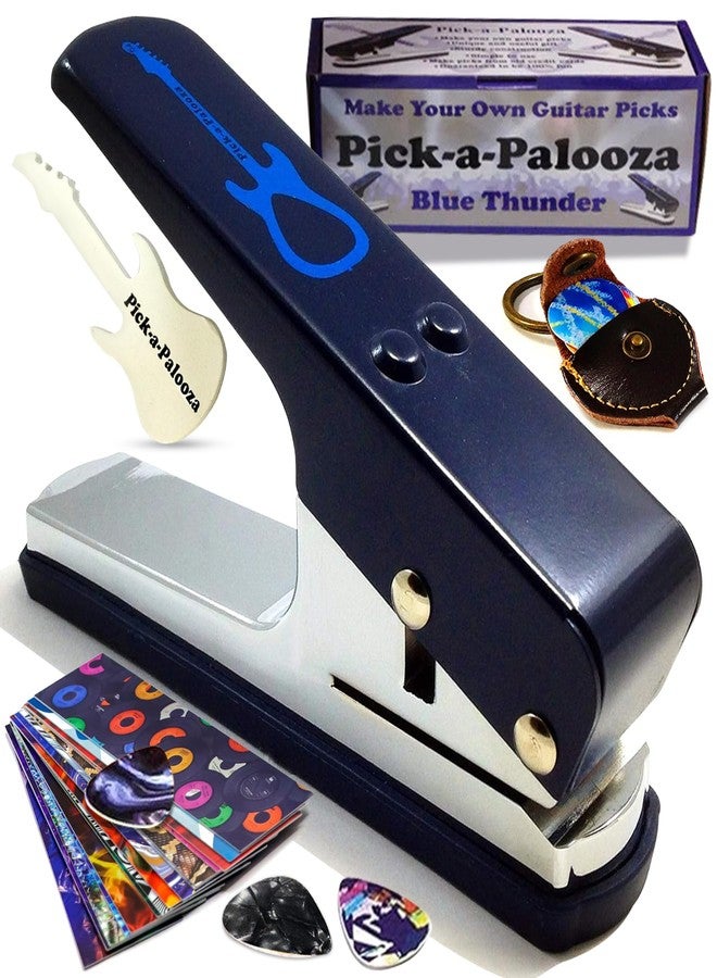 Pick-a-Palooza DIY Guitar Picks Punch Mega Pack - Custom Pick Maker for Musicians - Features Leather Key Chain Holder, Pick Strips with Artwork & File - Unique Gifts for Men & Women - Blue Punch - Image 1