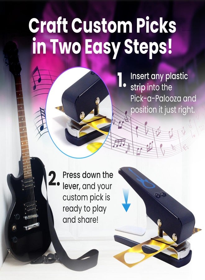 Pick-a-Palooza DIY Guitar Picks Punch Mega Pack - Custom Pick Maker for Musicians - Features Leather Key Chain Holder, Pick Strips with Artwork & File - Unique Gifts for Men & Women - Blue Punch - Image 4