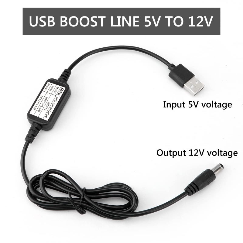 DROK USB to 12v, 5v to 12v USB Boost Converter, USB Cable DC 5v Step Up to 12v, 1A Power Regulator Line with 5.5mm Port 1.2 Meter Length - Image 2