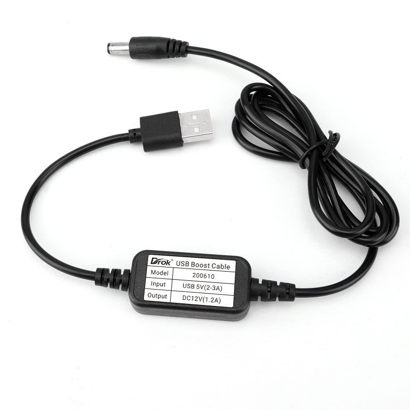 DROK USB to 12v, 5v to 12v USB Boost Converter, USB Cable DC 5v Step Up to 12v, 1A Power Regulator Line with 5.5mm Port 1.2 Meter Length - Image 5