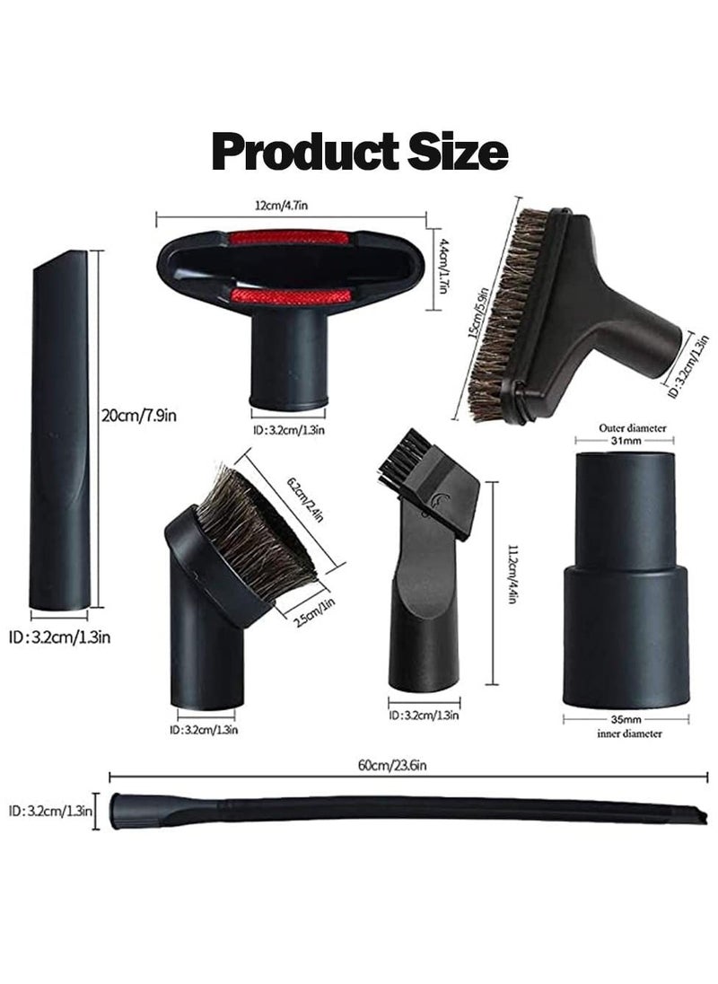 KASTWAVE Vacuum Attachments Replacement,1/4 inch (32 mm) Vacuum Accessories Cleaning Kit Brush Nozzle Crevice Tool for Standard Hose (7 Packs)  - Image 3