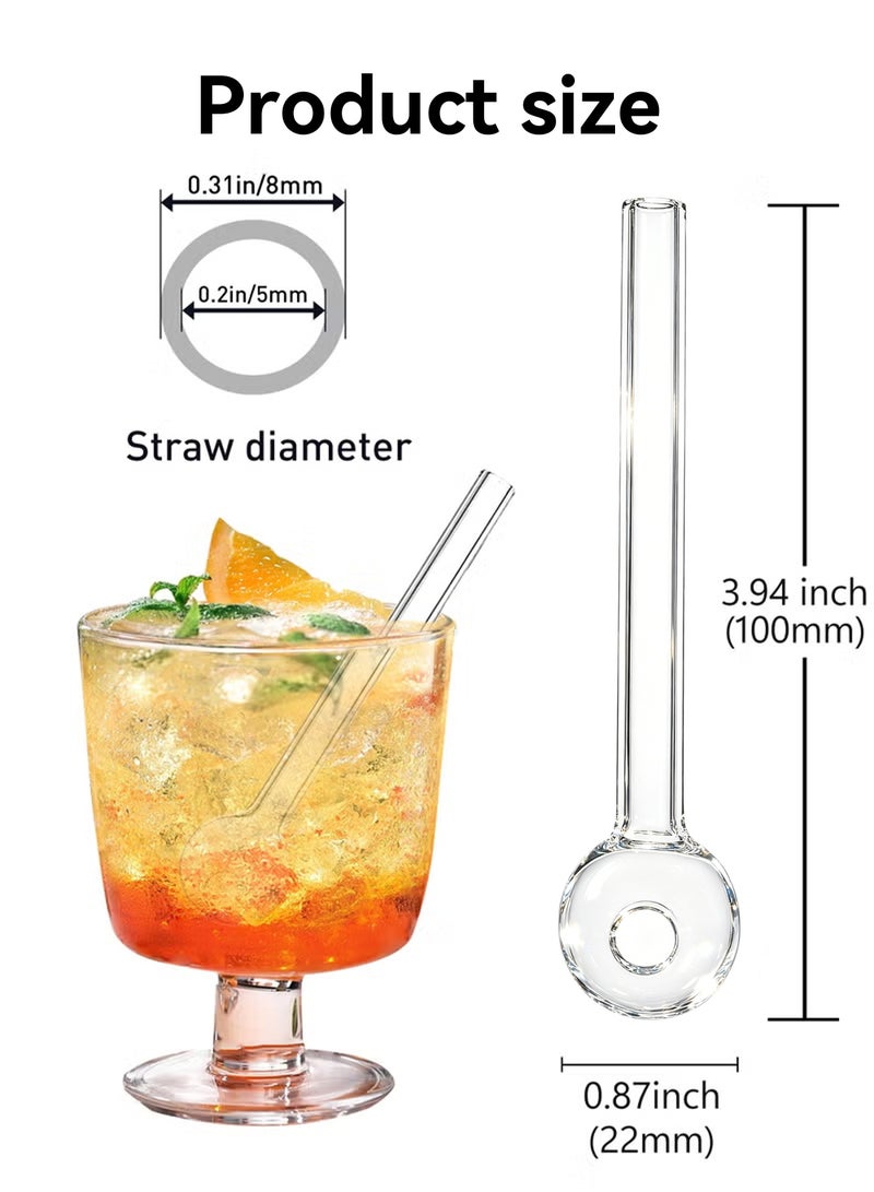 Breakproof Glass Straws - Durable Reusable Clear Glass Straws 8 Pack with Cleaning Brush for Juices, Fruit Smoothies & Daily Cold Beverages, Transparent - Image 2