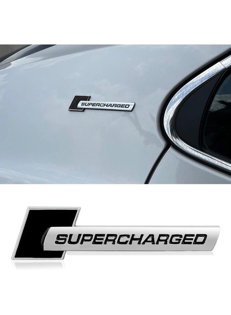 SOLDOUT 3D Metal Car Letter Fender SUPERCHARGED Emblem Side Rear Tail Trunk Decals Emblem Badge Logo Sticker Decal Styling Auto Accessories (Black & Silver) - Image 2