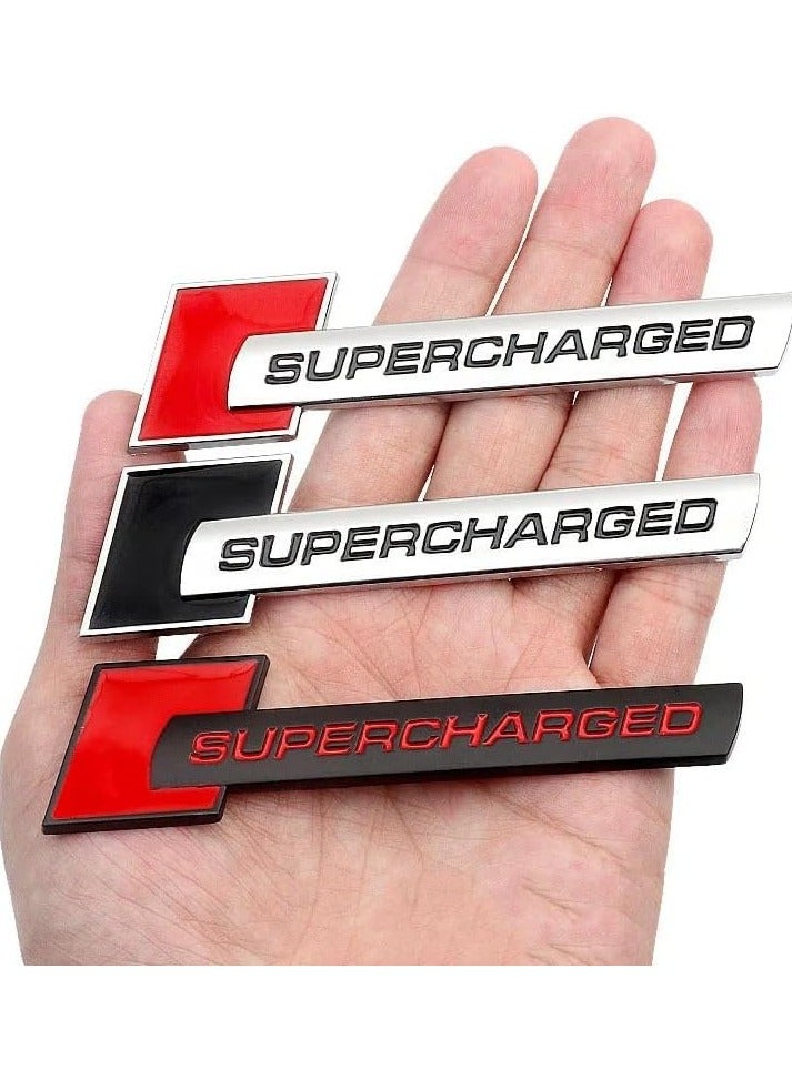 SOLDOUT 3D Metal Car Letter Fender SUPERCHARGED Emblem Side Rear Tail Trunk Decals Emblem Badge Logo Sticker Decal Styling Auto Accessories (Black & Silver) - Image 3