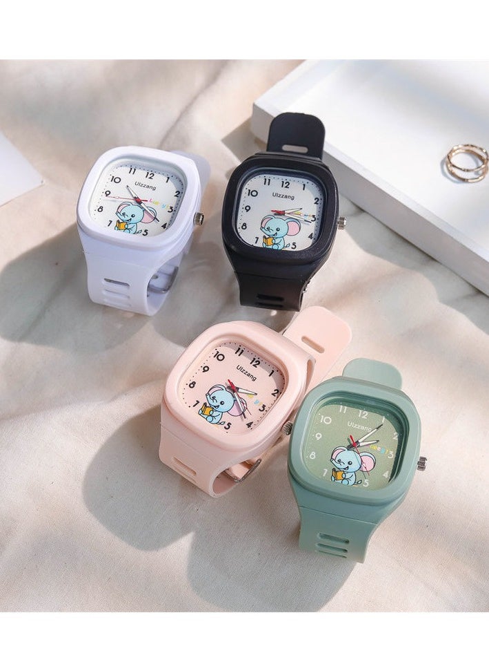 ULZZANG 4 Pcs Kids' Square Water Resistant Silicone Digital Watch  - Image 1