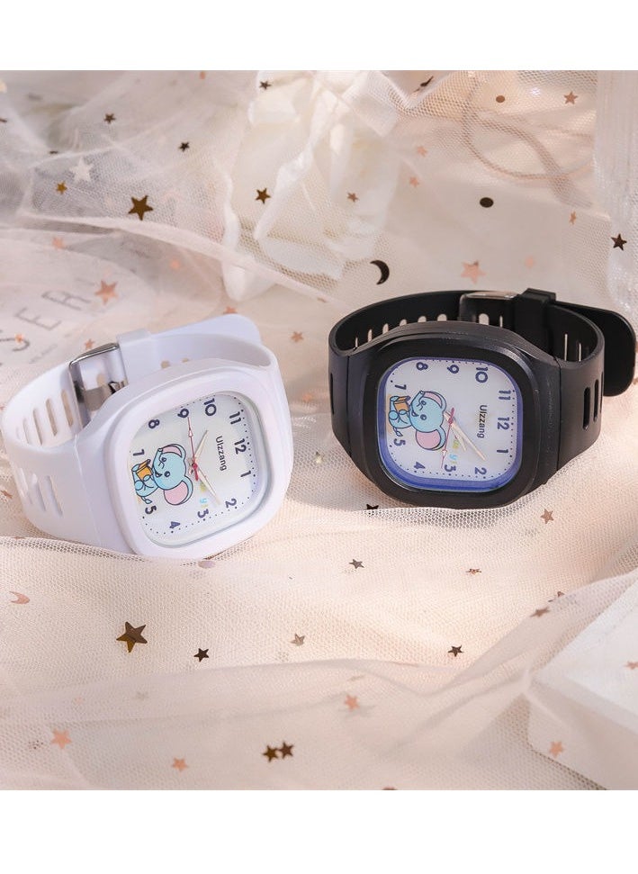 ULZZANG 4 Pcs Kids' Square Water Resistant Silicone Digital Watch  - Image 2