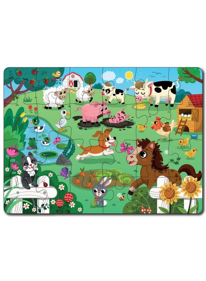 Mini Leaves Mini Leaves Farm Animal Puzzle | Premium Wooden Floor Puzzle for Kids 3+ Year | Puzzle Set with Wooden Box - Size 380 x 280 MM (24 Pieces) - Image 2