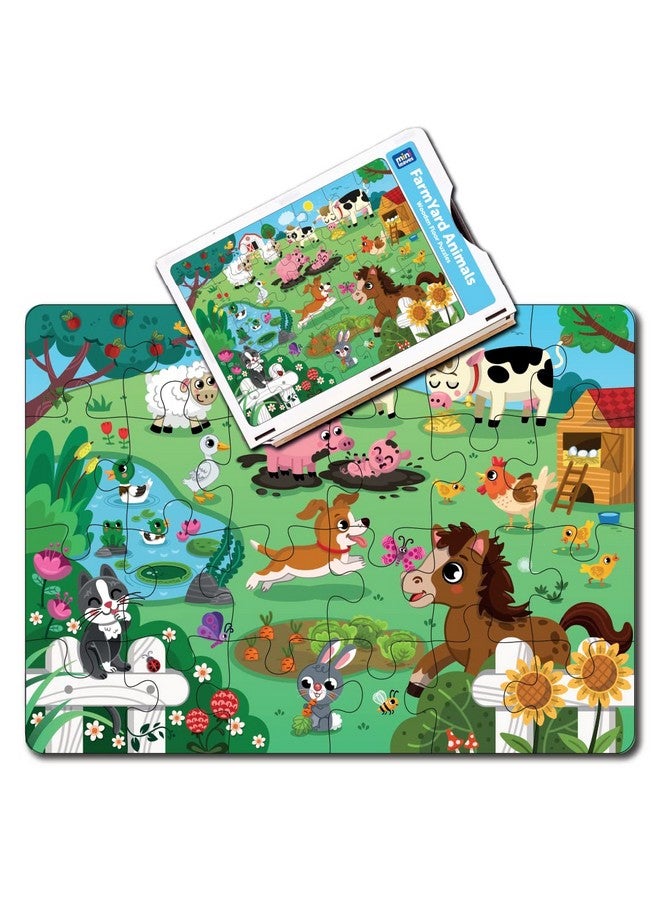 Mini Leaves Mini Leaves Farm Animal Puzzle | Premium Wooden Floor Puzzle for Kids 3+ Year | Puzzle Set with Wooden Box - Size 380 x 280 MM (24 Pieces) - Image 1