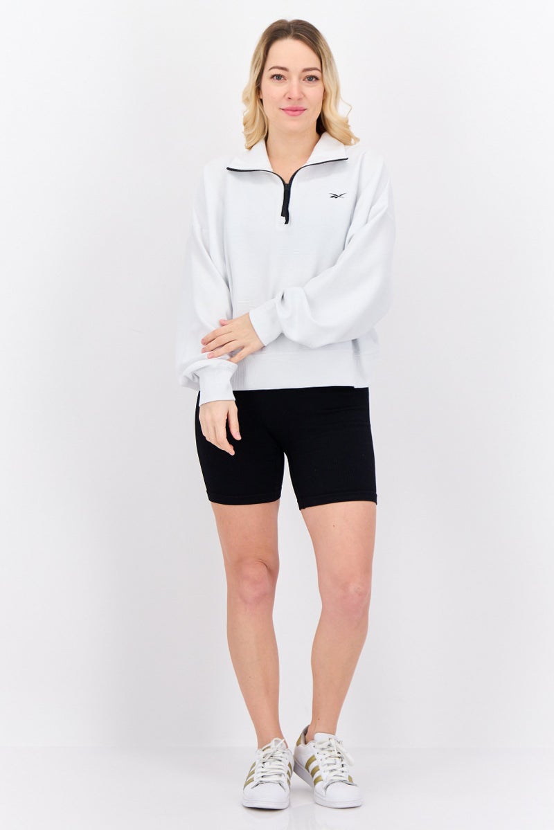 Reebok ملابس رياضية نسائية بأكمام طويلة مناسبة للطبقة المتوسطة في الهواء الطلق، أبيض فاتح - Image 4