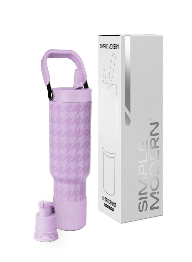 Simple Modern Trek Pivot | 30oz Flip Straw Tumbler with Handle | Water Bottle & Boot | Interchangeable Straw & Chug Lids | Insulated Stainless Steel Jug | Gym Sports | Purple Breeze Houndstooth - Image 1