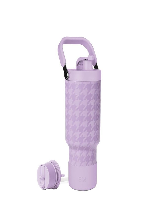 Simple Modern Trek Pivot | 30oz Flip Straw Tumbler with Handle | Water Bottle & Boot | Interchangeable Straw & Chug Lids | Insulated Stainless Steel Jug | Gym Sports | Purple Breeze Houndstooth - Image 2