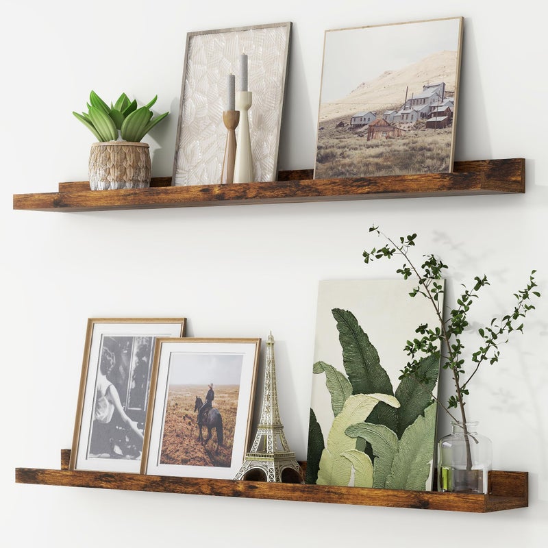 FLYJOE Picture Ledge Shelf, Floating Shelves Set of 2, 36 Inches Long Large Nursery Book Shelves for Toys Storage, Kids Bookshelf Wall Mounted for Living Room Bedroom Decor Books Photo Frames - Image 1