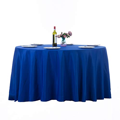 Ascoza 2pack 120 Inch Royal Blue Round Tablecloth in Washable Polyester Fabric for Wedding/Banquet/Restaurant/Parties - Image 1