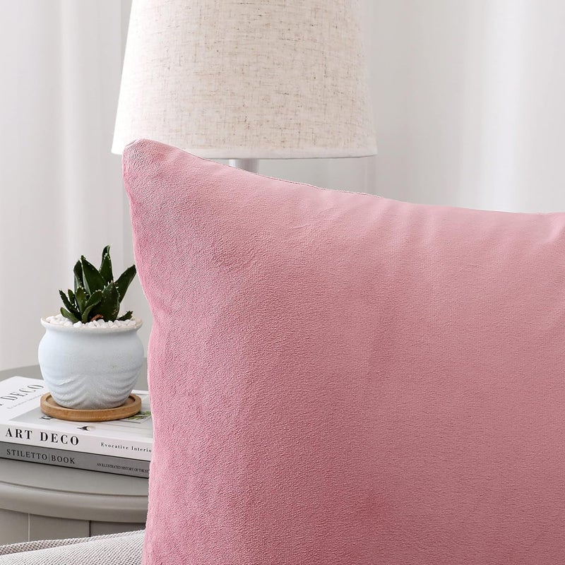 NiNi ALL Decorative Throw Pillow Covers Velvet Soft for Couch Sofa Bedroom Living Room Outdoor Pack of 2 20x20 Inch Pink - Image 3