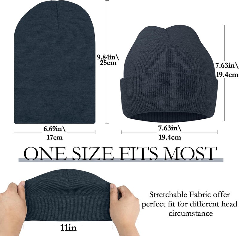 MENOLY 4 Pack Winter Beanies Stretch Knit Beanie Hat Cap for Girls Boys, 4 Color - Image 2