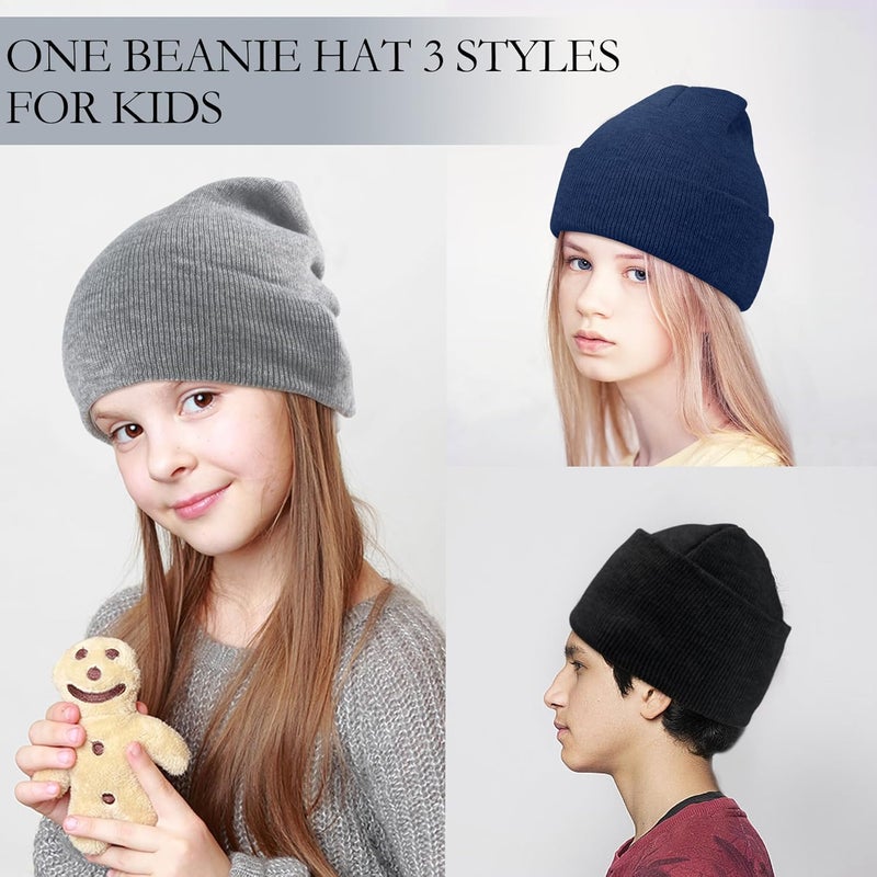 MENOLY 4 Pack Winter Beanies Stretch Knit Beanie Hat Cap for Girls Boys, 4 Color - Image 5