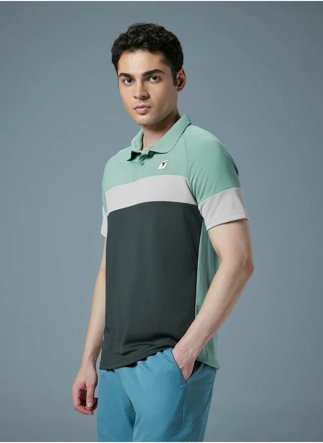 تكنوسبورت Technosport Color Block Short Sleeve Slim Fit Polo T-Shirt