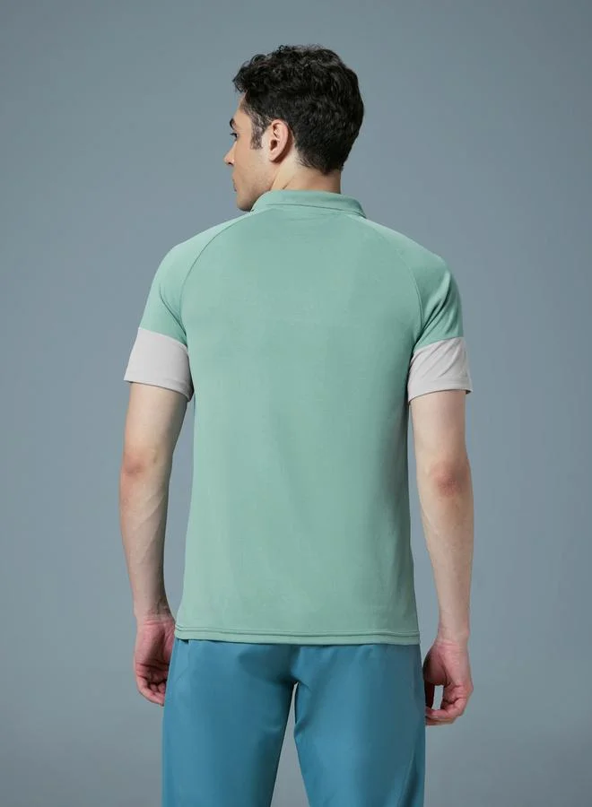 Technosport Technosport Color Block Short Sleeve Slim Fit Polo T-Shirt