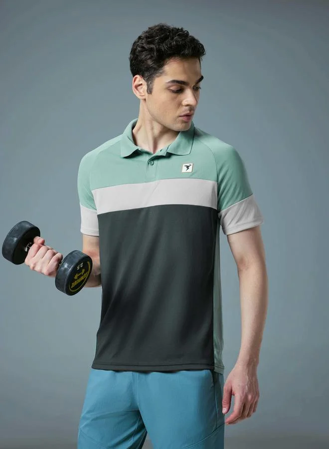 Technosport Technosport Color Block Short Sleeve Slim Fit Polo T-Shirt