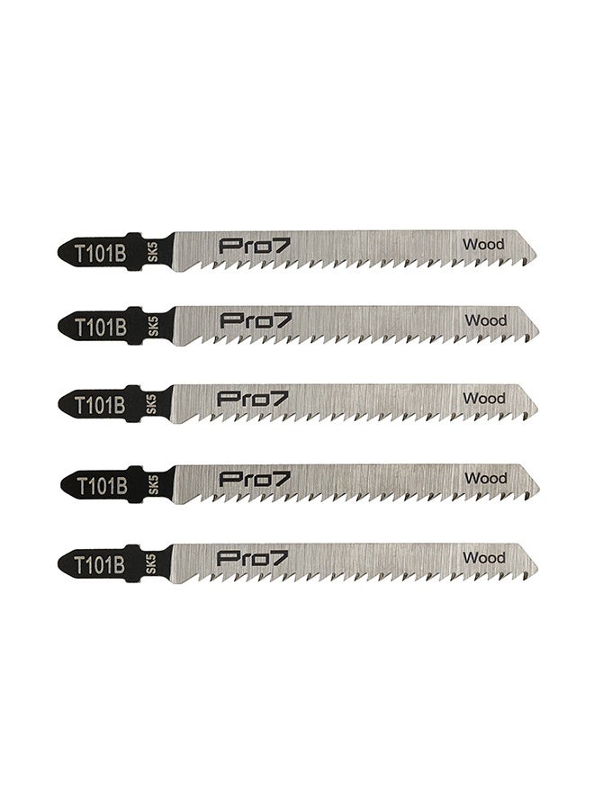 LAWAZIM Pro7 Jigsaw Blade - T101B - 5 Piece 100mm 10 TPI T-Shank Jig Saw Blades - High-Speed Carbon Steel, Milled Side-Set Teeth - Clean and Precise Straight Cutting in Wood, Plywood & PVC - Image 1