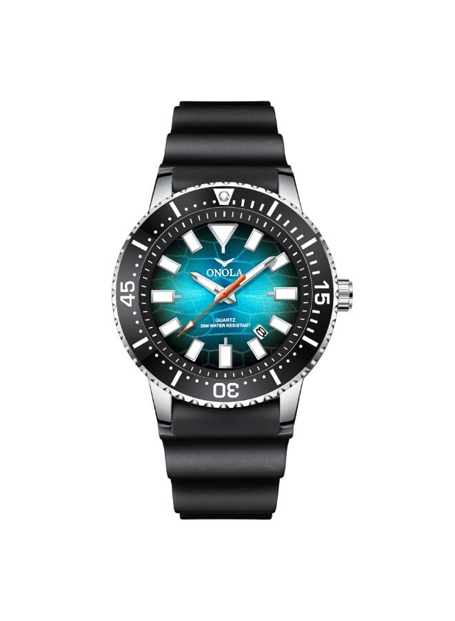أونولا ساعة كوارتز سيليكون مقاومة للماء وعصرية للرجال، مناسبة للأعمال - Image 1