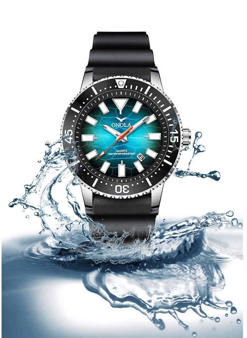 أونولا ساعة كوارتز سيليكون مقاومة للماء وعصرية للرجال، مناسبة للأعمال - Image 2