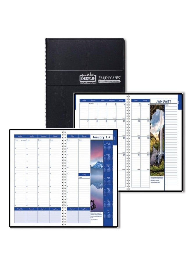 House of Doolittle 11 in. x 8.5 in. 12-Month (Jan-Dec 2026) Earthscapes Recycled Weekly/Monthly Appointment Book - Black Soft Cover - Image 1