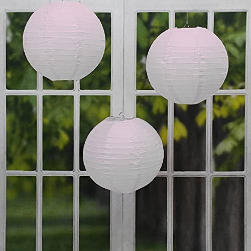 LumaBase Round Paper Lanterns, White - Set of 5 - Image 2