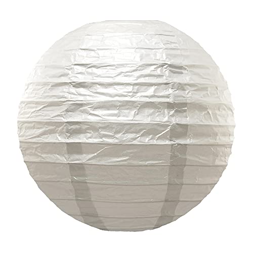 LumaBase Round Paper Lanterns, White - Set of 5 - Image 1