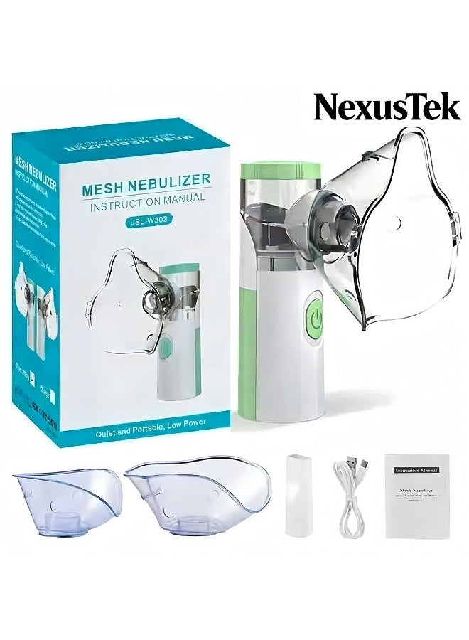 NexusTek Portable Mesh Nebulizer Handheld Micro Mesh Nebulizer Machine for Adults & Kids, Fine Mist ≤5μm, 3 Adjustable Levels, Ultra Quiet ≤45dB, Type-C USB Powered Nebulizer for Home & Travel - Image 1