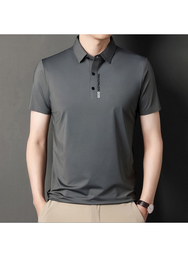 Casual Summer Straight Leg T-Shirt Short Sleeve Turn-down Collar Polo Shirt for Middle-aged Men Business Commuting - Image 1