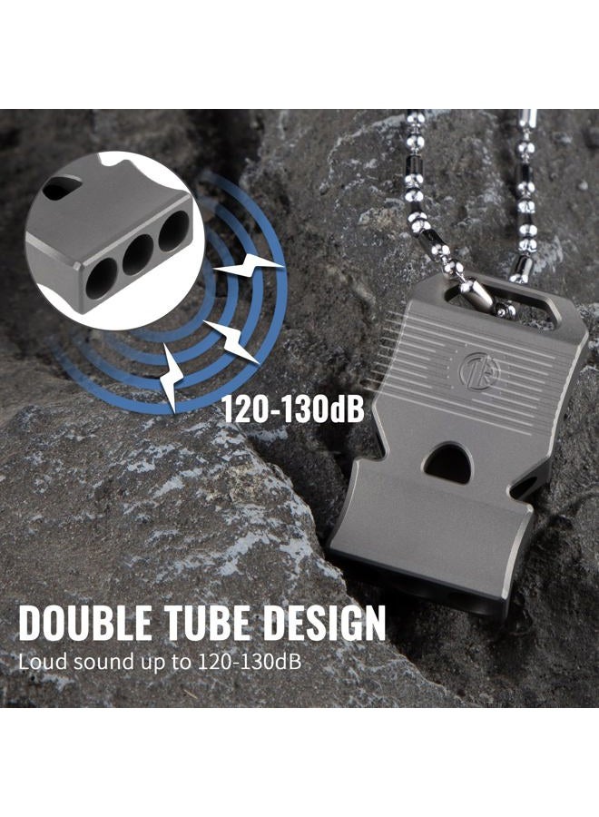 TACRAY Titanium Emergency Survival Whistle – Square Triple-Tube Design, Ultra-Loud 120+dB, Waterproof & Durable, EDC Safety Whistle for Camping, Hiking, Outdoor & Rescue（Gray） - Image 3