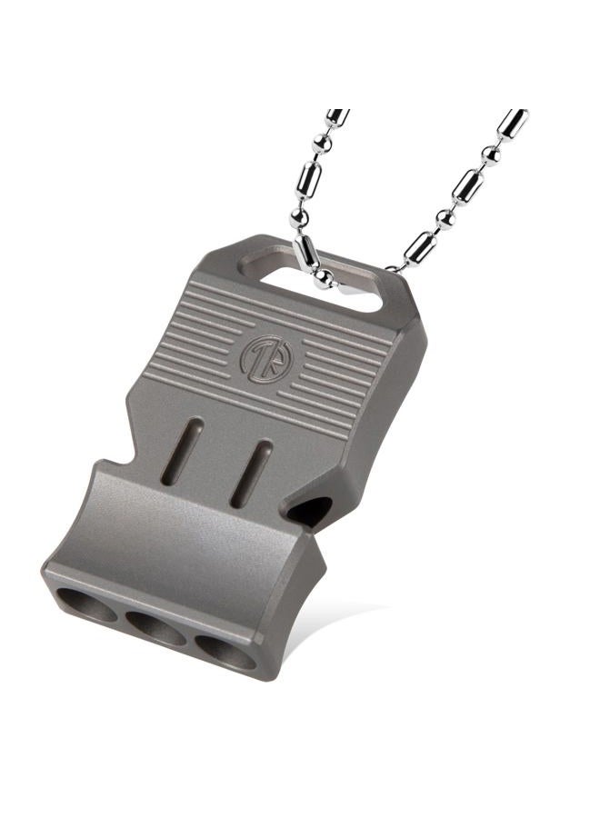 TACRAY Titanium Emergency Survival Whistle – Square Triple-Tube Design, Ultra-Loud 120+dB, Waterproof & Durable, EDC Safety Whistle for Camping, Hiking, Outdoor & Rescue（Gray） - Image 1