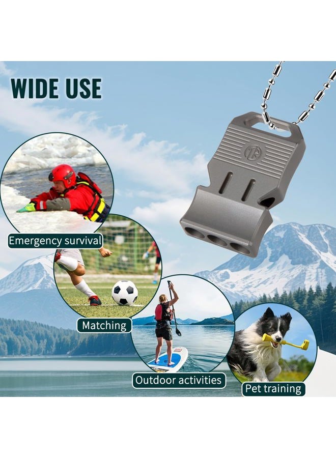 TACRAY Titanium Emergency Survival Whistle – Square Triple-Tube Design, Ultra-Loud 120+dB, Waterproof & Durable, EDC Safety Whistle for Camping, Hiking, Outdoor & Rescue（Gray） - Image 5