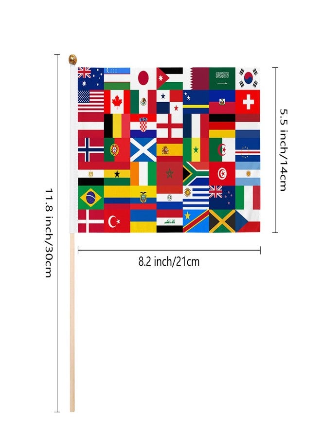 12 Pack Small International Stick Flags Decorations Small Mini Handheld World Flags 5 x 8 Inch for Club Sports Celebration Parades Decor with Safety Spear Top - Image 2