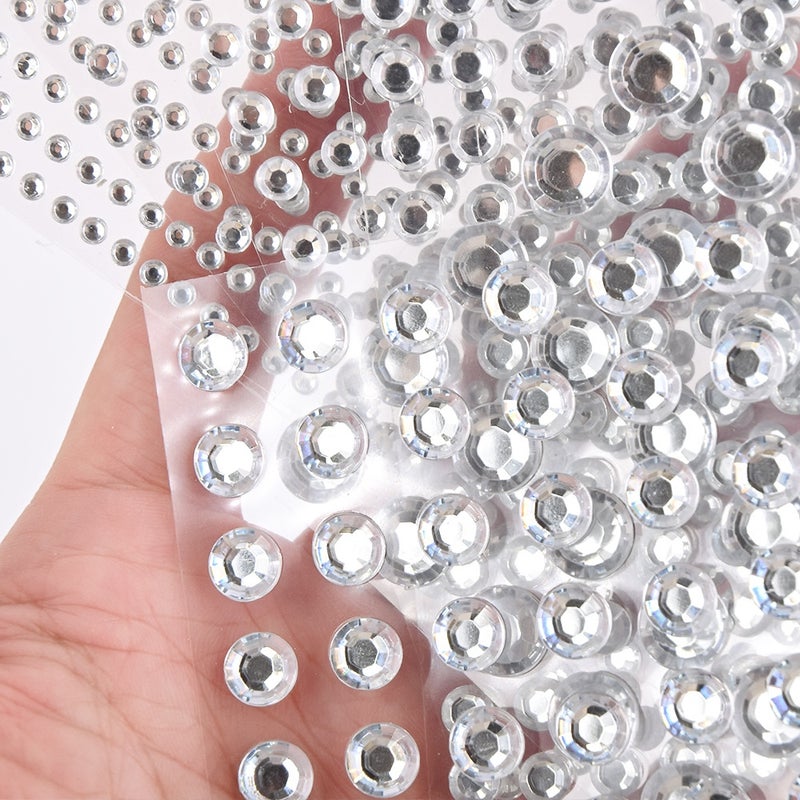 Best Selling 6 Sizes (3-10Mm) Eyebrow Face Makeup Points Rhinestone Single Adhesive Diamond Face Stickers - Image 5