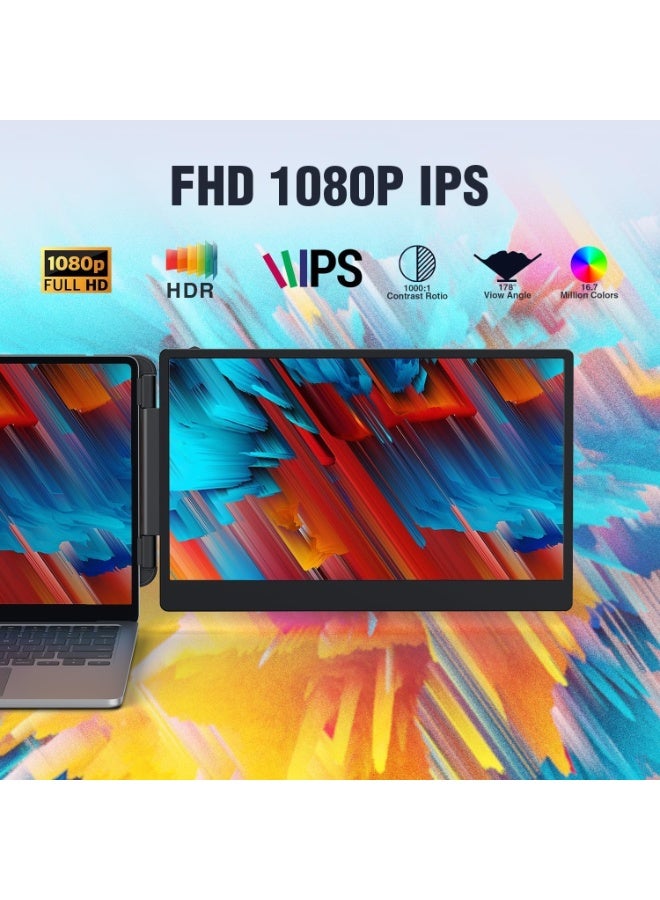 Touch 14-inch 1080P Portable Dual Monitor Extender for Laptops, USB-C/HDMI, Plug-Play - Image 2