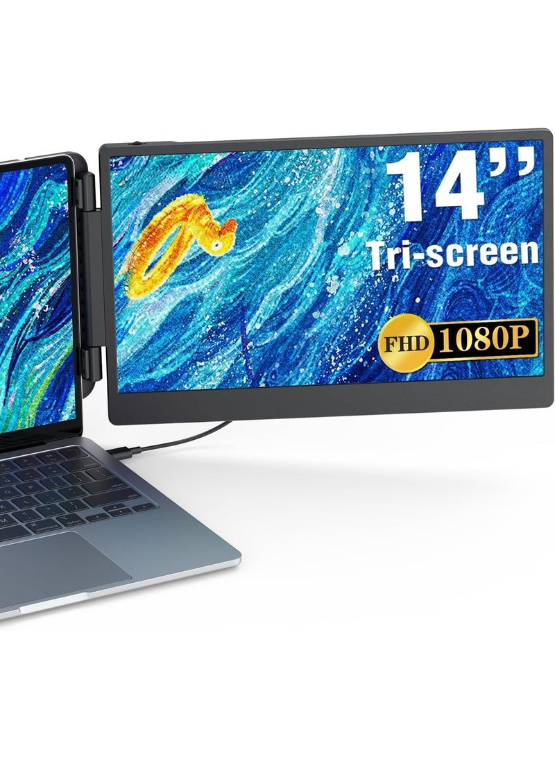 Touch 14-inch 1080P Portable Dual Monitor Extender for Laptops, USB-C/HDMI, Plug-Play - Image 1