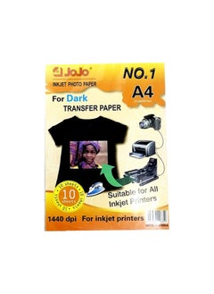 A4 InkJet Photo Paper for Dark Transfer Paper, Suitable for All InkJet Printers, Pack of 10 Sheets